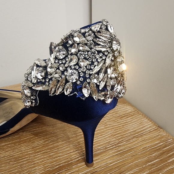mishka badgley heels navy color satin size 10 - Picture 6 of 11